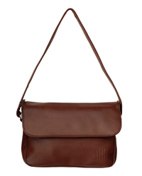 Distressed Leather Cityform Crossbody Pouch Bag - Dark Brown