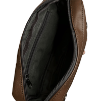 Distressed Leather Cityform Crossbody Pouch Bag - Dark Brown