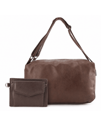 Anniversary Distressed Leather Concept Duffel Bag - Dark Brown