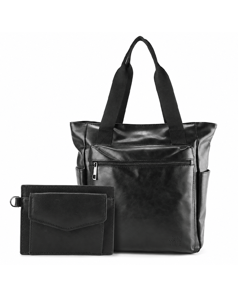 Anniversary Distressed Leather Concept Tote Backpack - Black