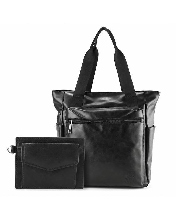Anniversary Distressed Leather Concept Tote Backpack - Black