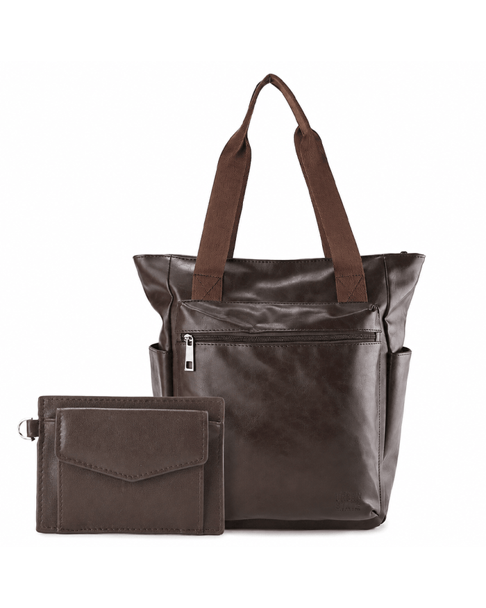 Anniversary Distressed Leather Concept Tote Backpack - Dark Brown