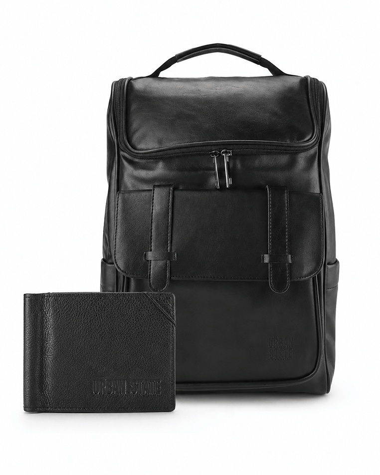 Anniversary Distressed Leather Expedition Backpack - Black