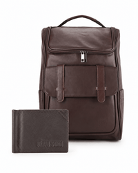 Anniversary Distressed Leather Expedition Backpack - Dark Brown
