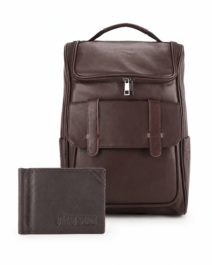 Anniversary Distressed Leather Expedition Backpack - Dark Brown