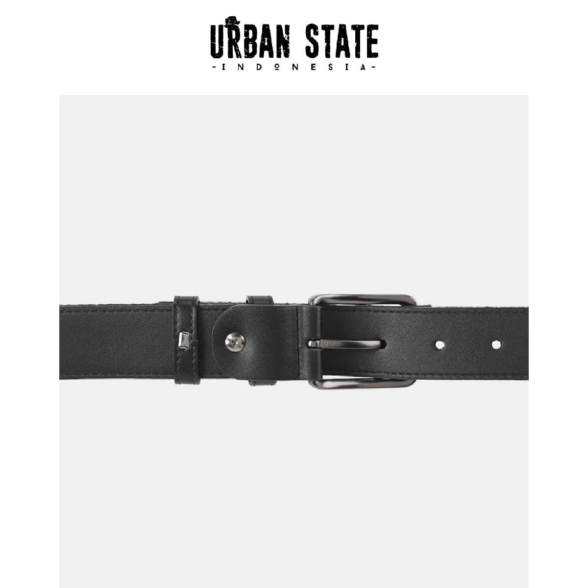 Avenue Pin Buckle Canvas Top Grain Leather Belt - Black