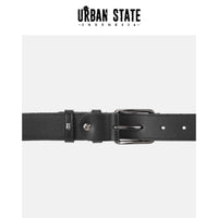 Avenue Pin Buckle Canvas Top Grain Leather Belt - Black