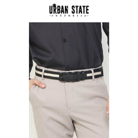 Avenue Pin Buckle Canvas Top Grain Leather Belt - Black