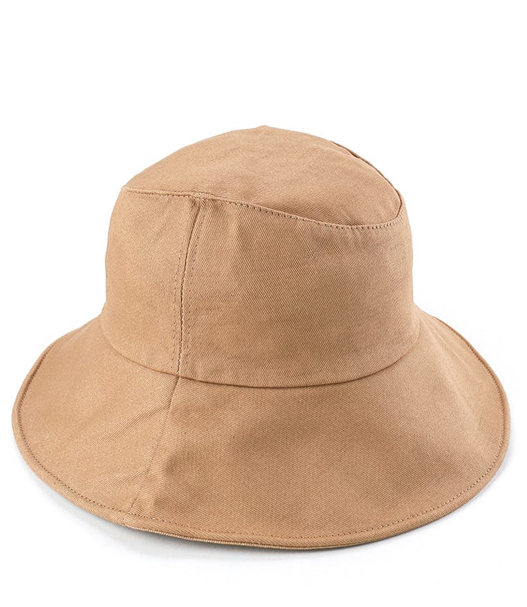 Basic Cotton Bucket Hat with String - Beige