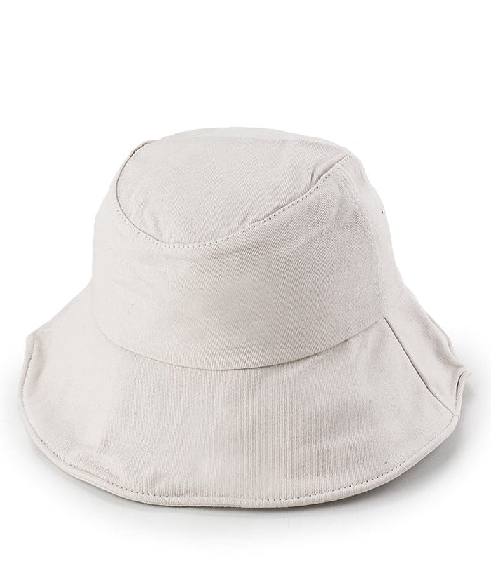 Basic Cotton Bucket Hat with String - Cream