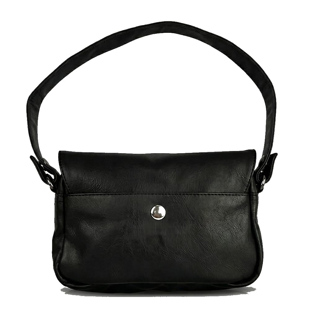 Distressed Leather Cityform Crossbody Pouch Bag - Black