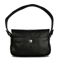 Distressed Leather Cityform Crossbody Pouch Bag - Black