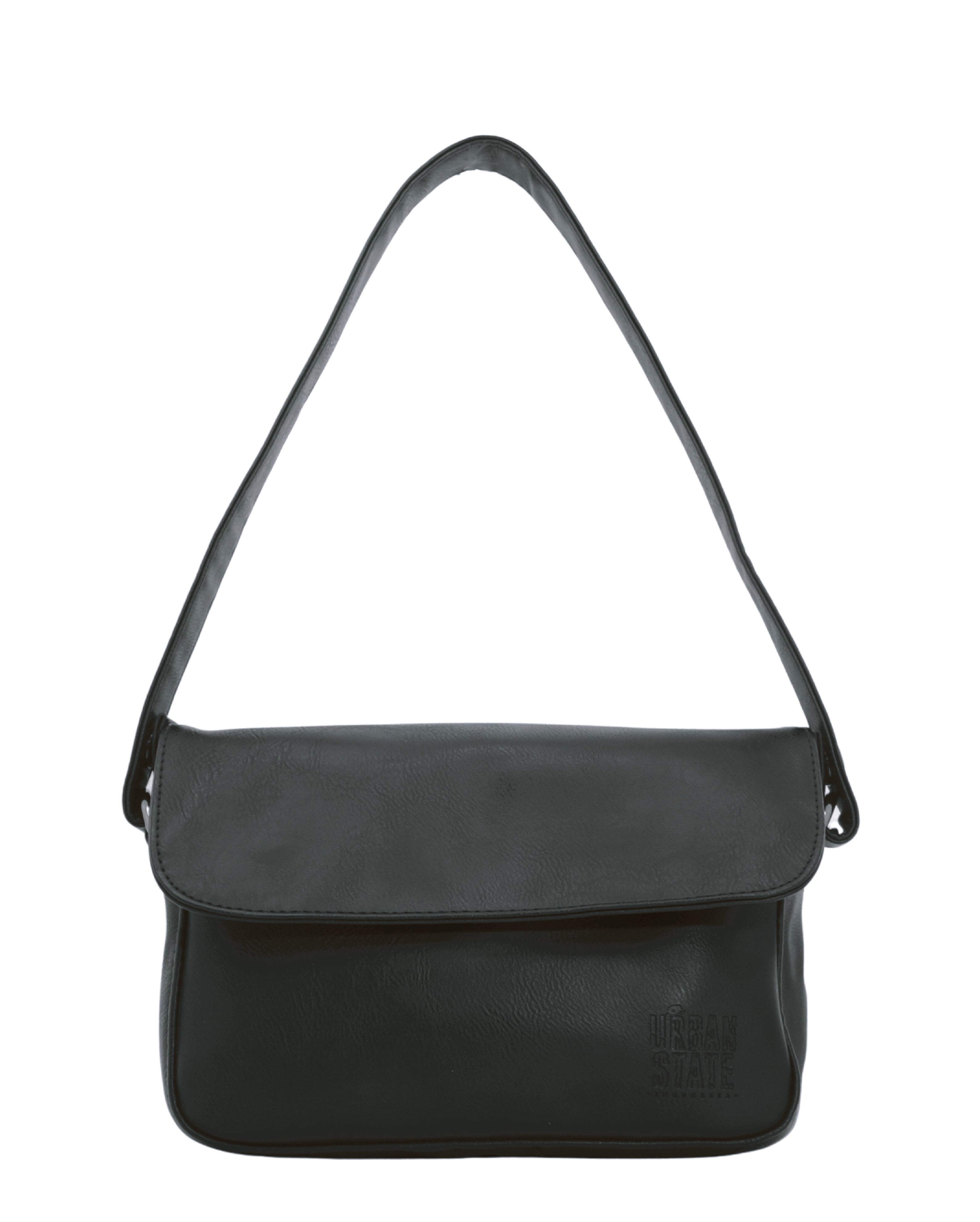 Distressed Leather Cityform Crossbody Pouch Bag - Black