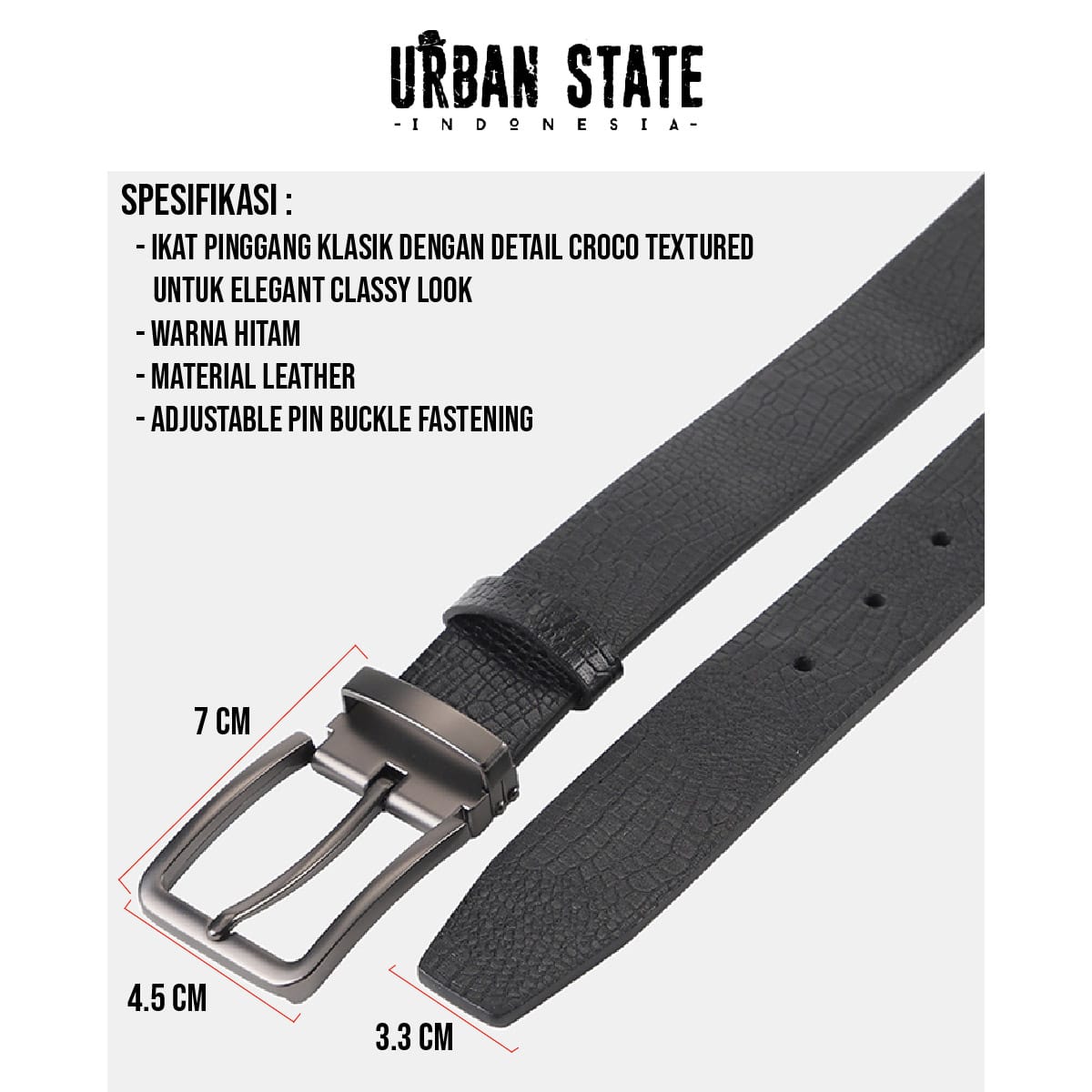 Borough Pin Buckle Top Grain Leather Belt - Black