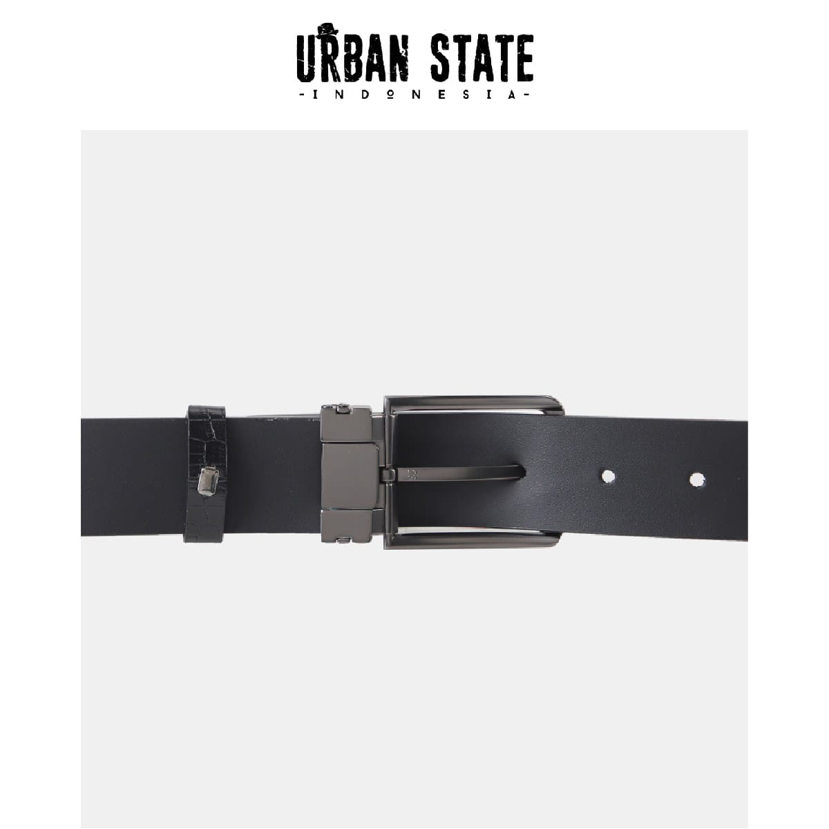 Borough Pin Buckle Top Grain Leather Belt - Black