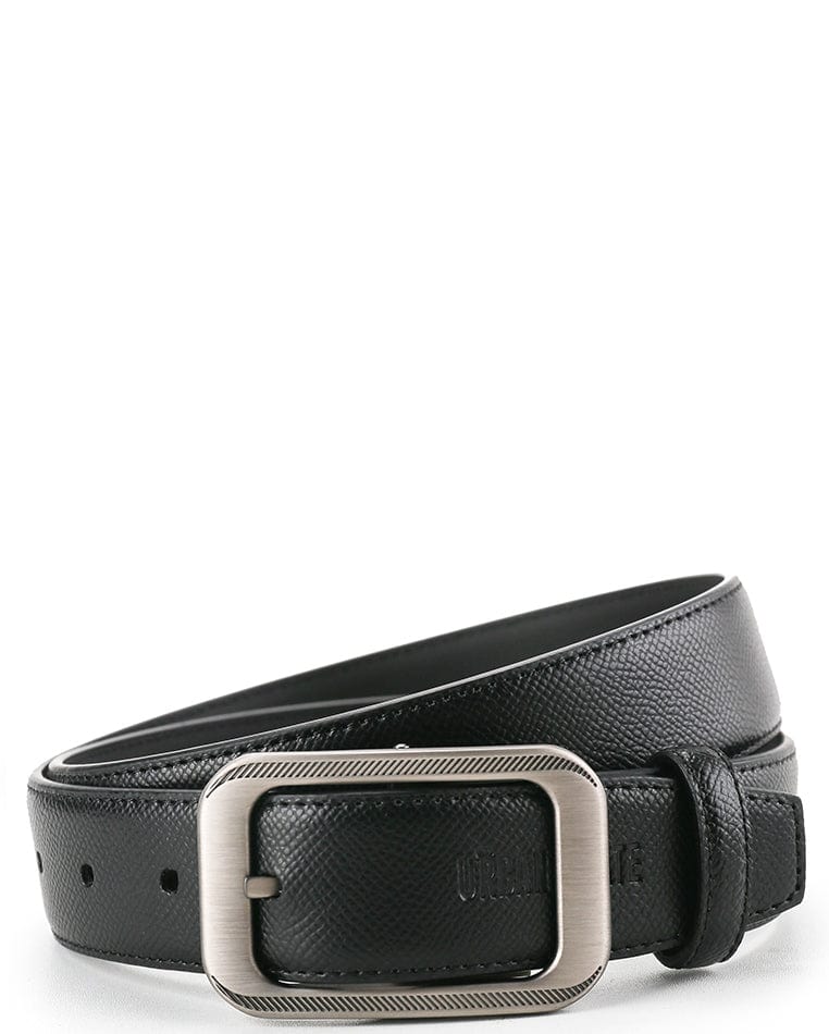 Casual Lux Pin Buckle Top Grain Leather Belt - Black