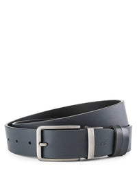 Casual Pin Buckle Reversible Top Grain Leather Belt - Black Blue