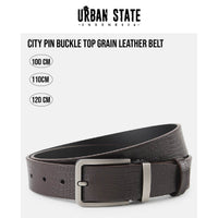 City Pin Buckle Top Grain Leather Belt - Brown