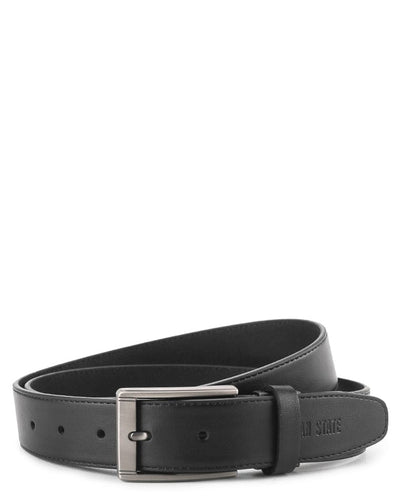 Classic Square Pin Buckle Top Grain Leather Belt - Black