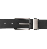 Classic Square Pin Buckle Top Grain Leather Belt - Black
