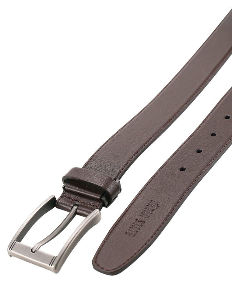 Classic Square Pin Buckle Top Grain Leather Belt - Brown