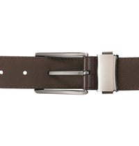 Classic Square Pin Buckle Top Grain Leather Belt - Brown