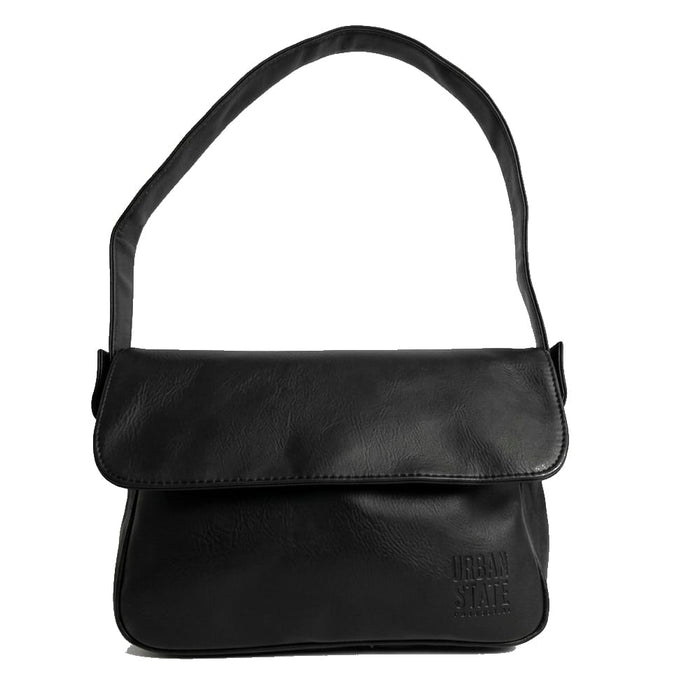 Distressed Leather Cityform Crossbody Pouch Bag - Black