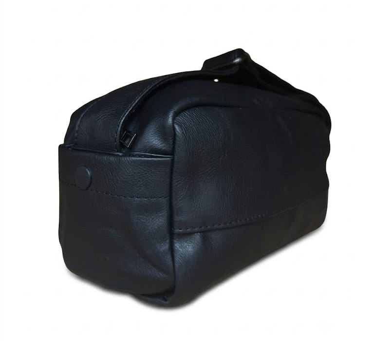 Distressed Leather Crossbody Pouch - Non-Detachable Strap - Black
