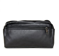 Distressed Leather Crossbody Pouch - Non-Detachable Strap - Black