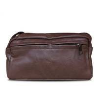 Distressed Leather Crossbody Pouch - Non-Detachable Strap - Dark Brown