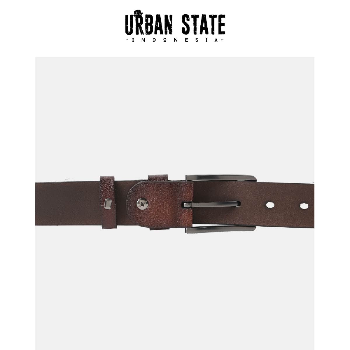 District Pin Buckle Top Grain Leather Belt - Brown