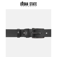 District Pin Buckle Top Grain Leather Belt - Black