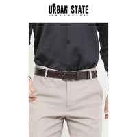 District Pin Buckle Top Grain Leather Belt - Brown