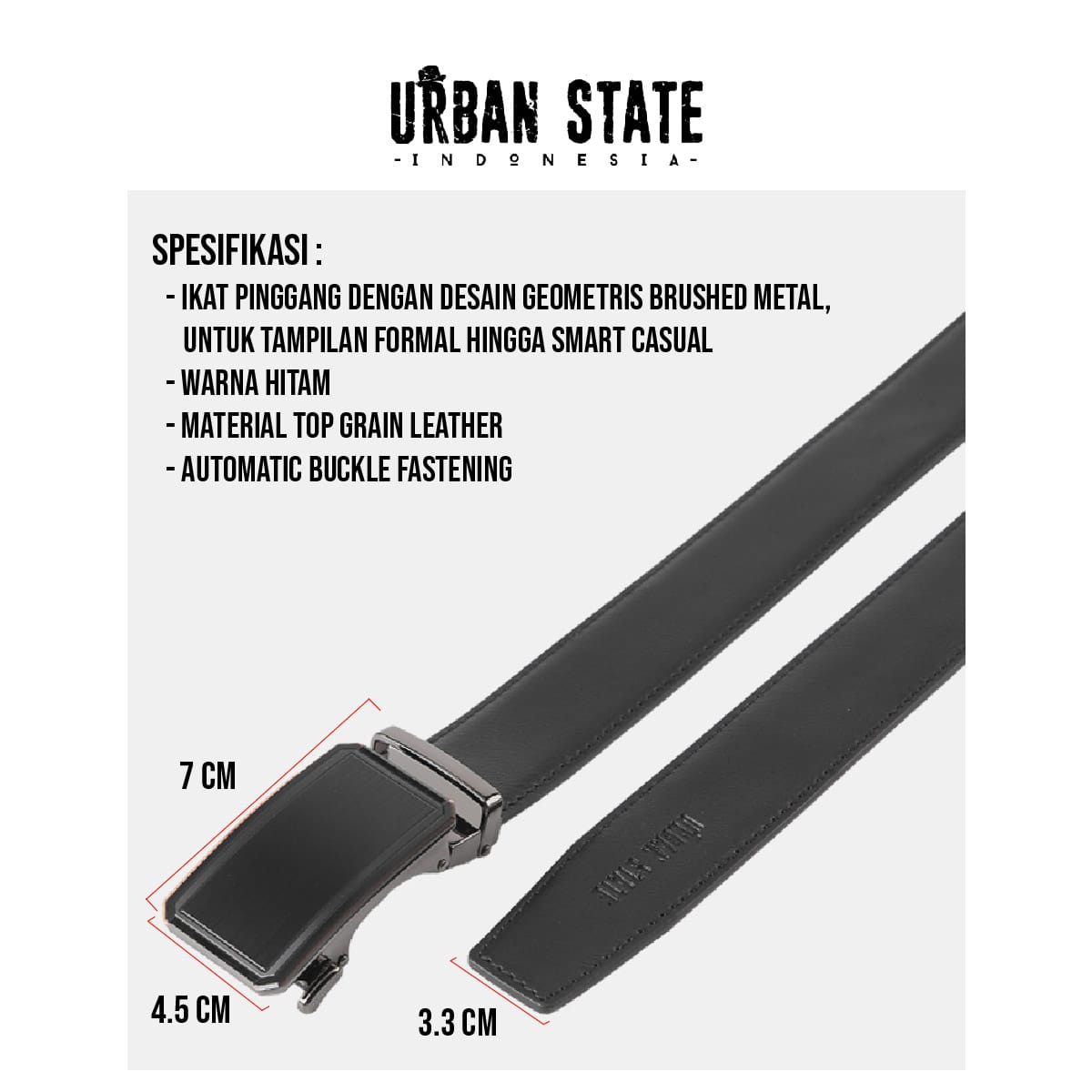 Edge Auto Top Grain Leather Belt - Black