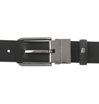 Essential Rounded Pin Buckle Top Grain Leather Belt - Black