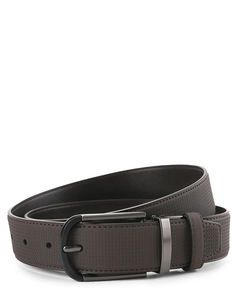 Essential Rounded Pin Buckle Top Grain Leather Belt - Brown