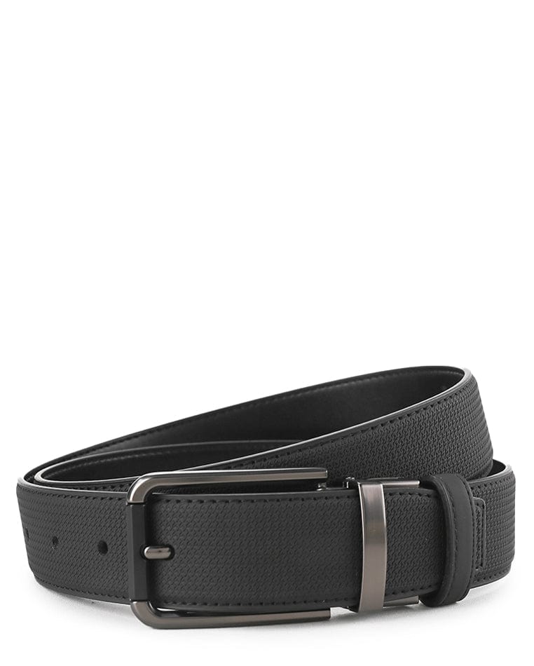 Essential Square Pin Buckle Top Grain Leather Belt - Black