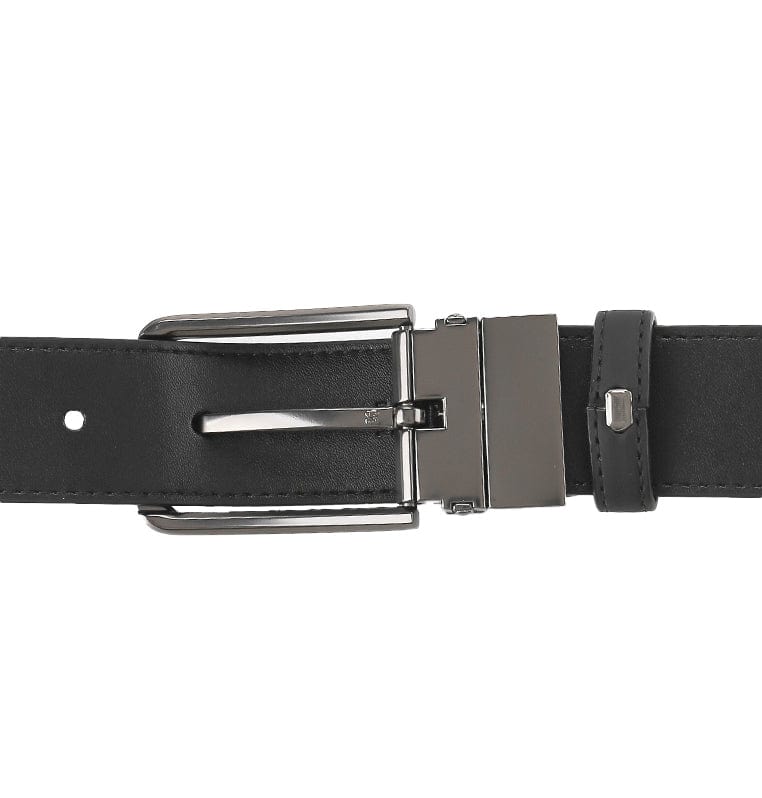 Essential Square Pin Buckle Top Grain Leather Belt - Black