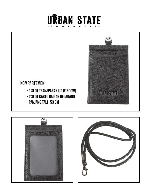 Everyday Carry Leather Card Lanyard - Black