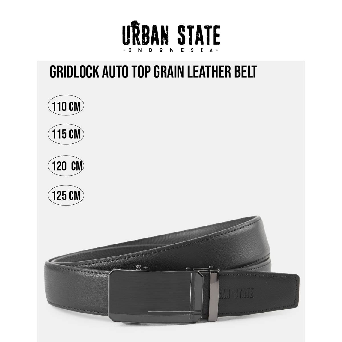 GridLock Auto Top Grain Leather Belt - Black