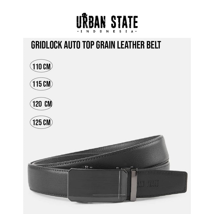 GridLock Auto Top Grain Leather Belt - Black