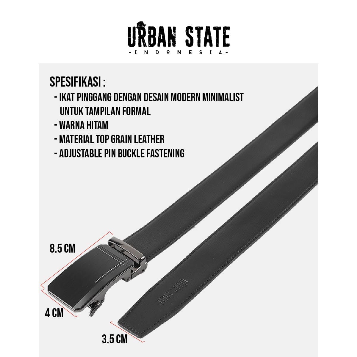 GridLock Auto Top Grain Leather Belt - Black