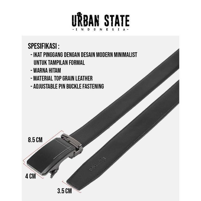 GridLock Auto Top Grain Leather Belt - Black
