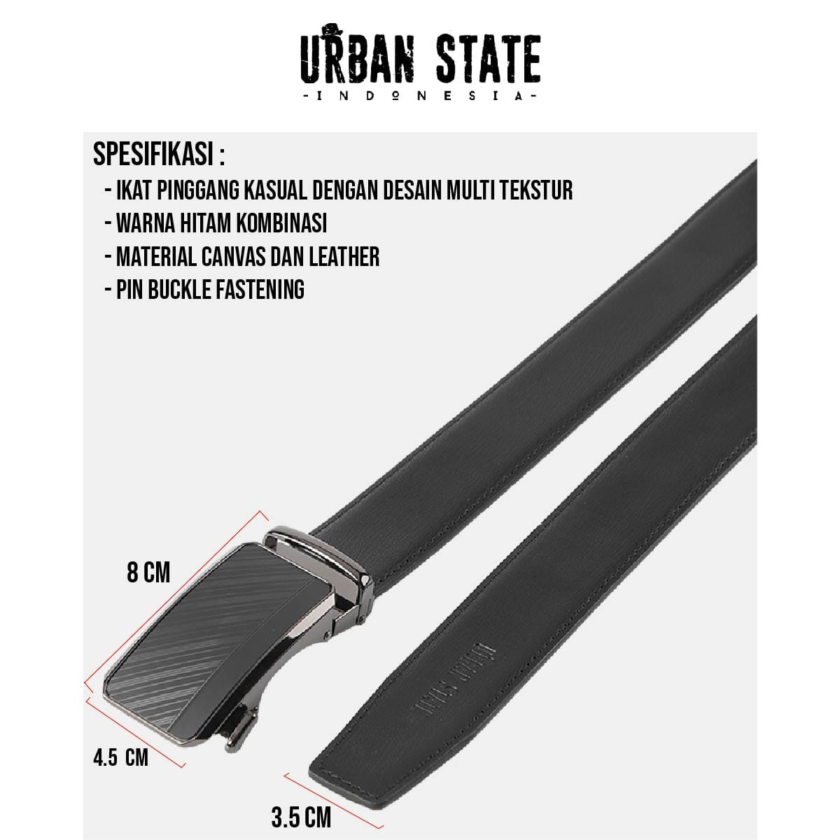 Index Auto Top Grain Leather Belt - Black