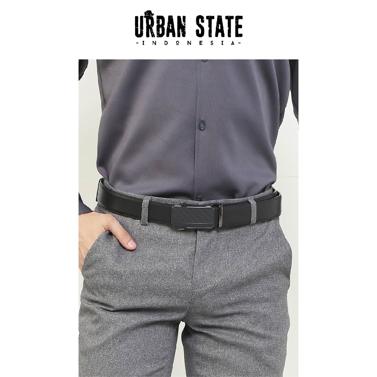 Index Auto Top Grain Leather Belt - Black