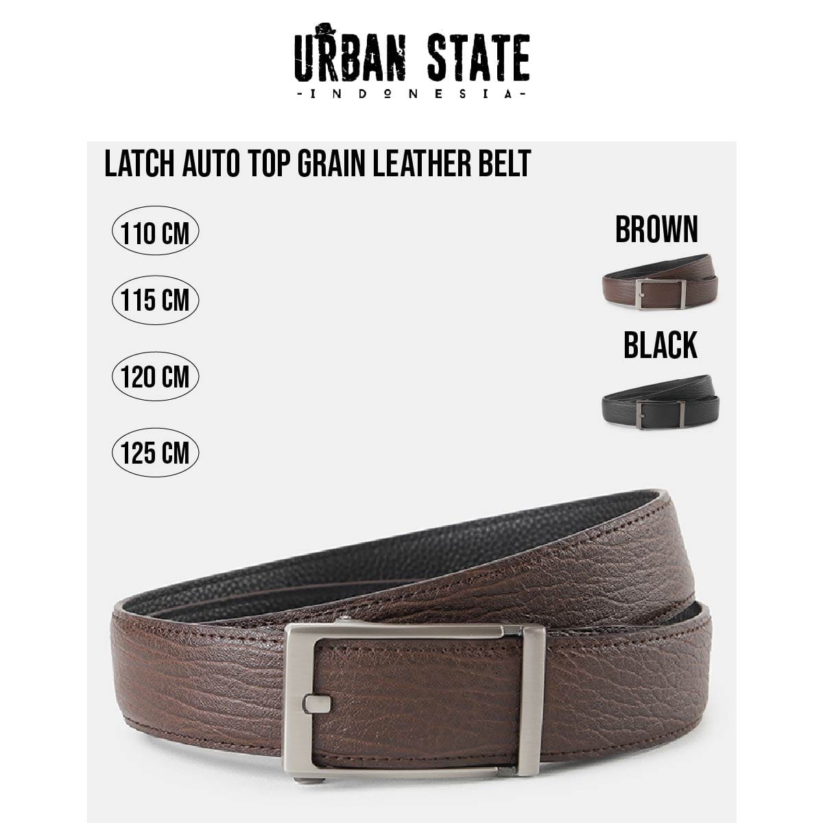 Latch Auto Top Grain Leather Belt - Black