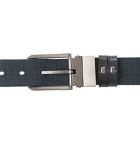 Matte Modern Pin Buckle Reversible Top Grain Leather Belt - Black Blue