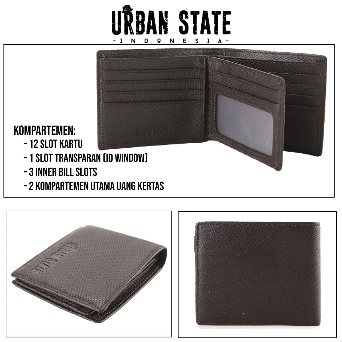 Metro Fold Leather Wallet - Black