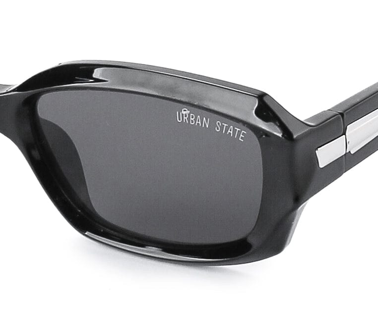 Plastic Frame Slim Rectangular Sunglasses - Black Black
