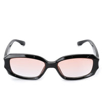 Plastic Frame Slim Rectangular Sunglasses - Brown Black